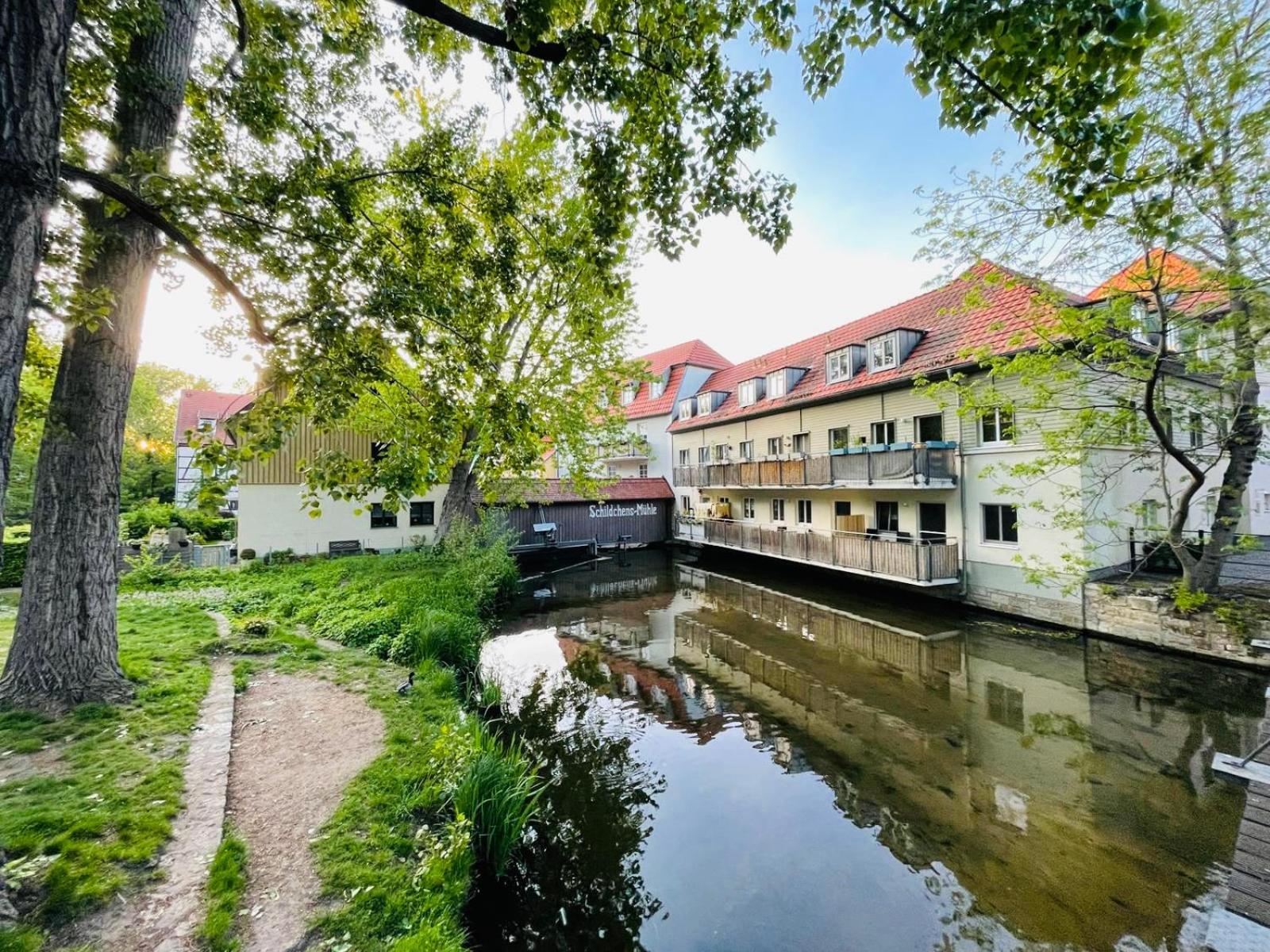 Ferienwohnung Schildblick Modernes Apartment Direkt In Der Altstadt Von Erfurt Nahe Der Kraemerbruecke - Beste Innenstadtlage 外观 照片